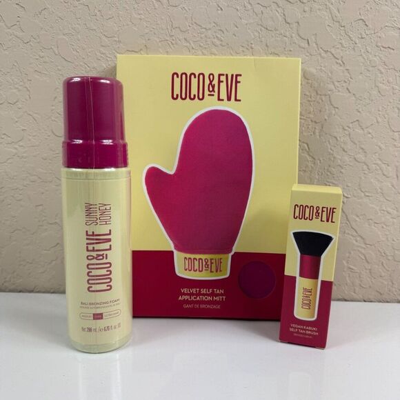 Coco & Eve Other - Coco & Eve Sunny Honey Bali Bronzing Kit Dark All Natural Self Tanning Foam NWT